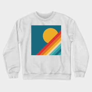 Retro Rainbow Sunset on Dark Blue Background Crewneck Sweatshirt